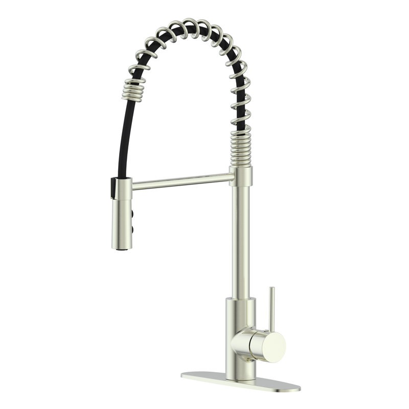 RunFine Group Lincoln Pull Down Kitchen Faucet, Brushed Nickel