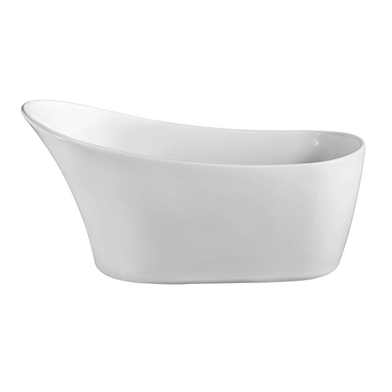 Baignoire de trempage autoportante 59 "avec drain et plateau en bambou 59" Streamline, Noir mat