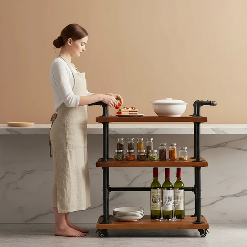 3-Tier Rolling Bar Cart - Thumbnail 3