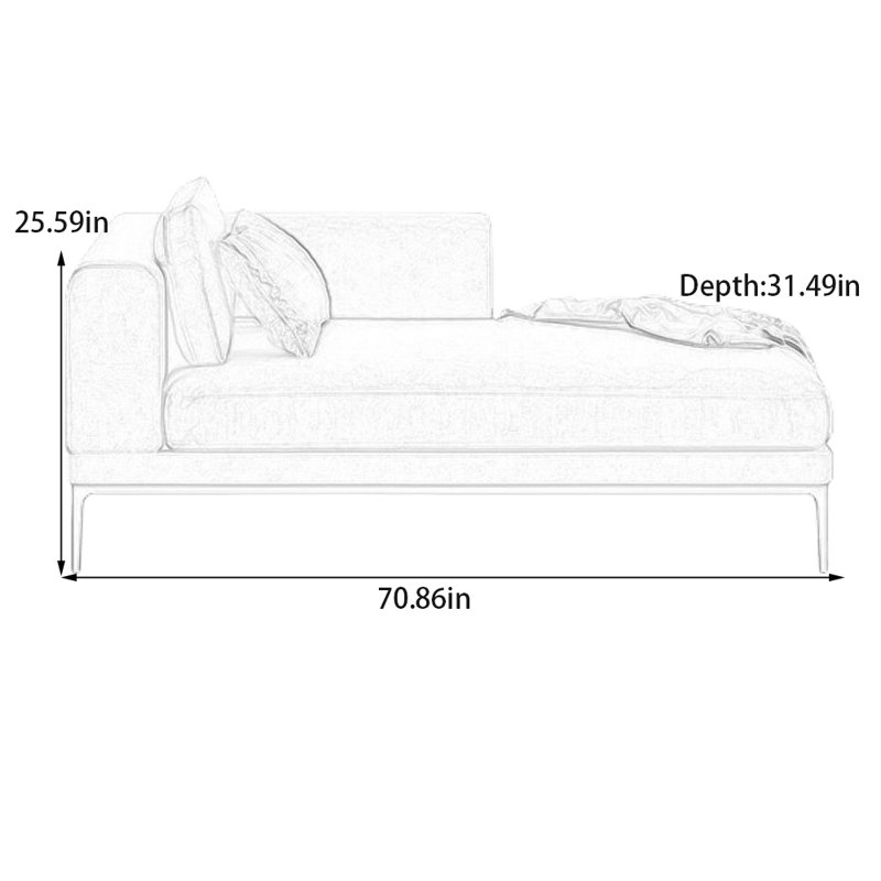 Chaise longue en coton et lin éponge, Orienté à gauche (vu de face)