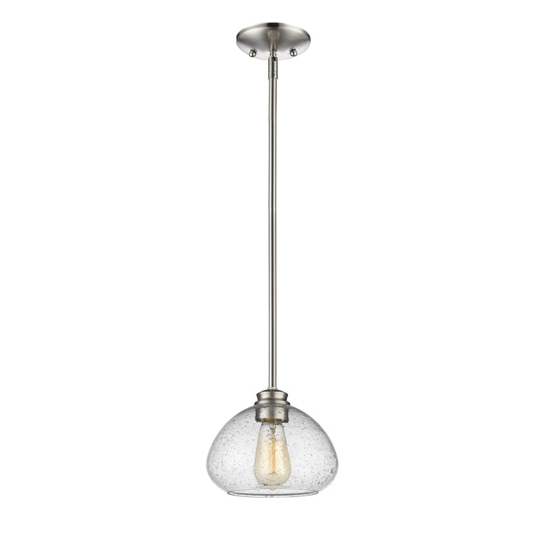 Luminaire suspendu en forme de dôme à 1 lumière Reichert, Nickel brossé, H 6,5 po x l 8 po x P 8 po