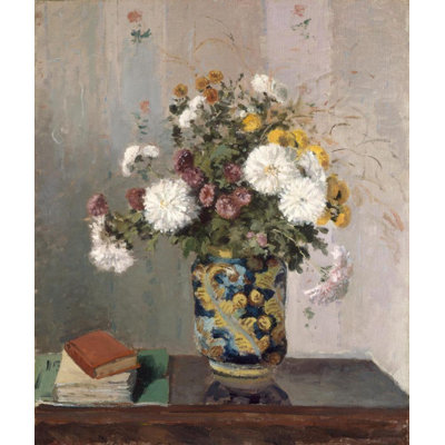 «Chrysanthemums in a Chinese Vase» par Camille Pissarro - Art mural sur toile tendue avec châssis