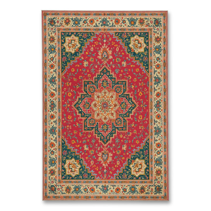 Tapis blanc tissé à motif lavable Mosso, 2 pi 6 po x 4 pi 11 po