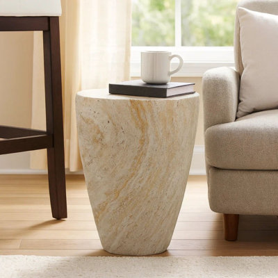 Support pour plante Archi, base effilée en résine blanc marbré 18 po