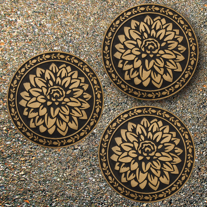 Dahlia Rubber 3 piece Stepping Stone Set