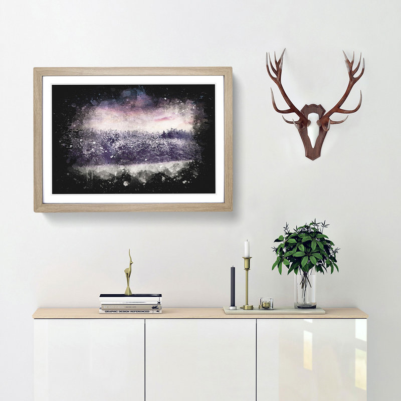 Purple Sky At Winter - Picture Frame Graphic Art, 62cm H x 87cm W x 2cm D, Oak Framed