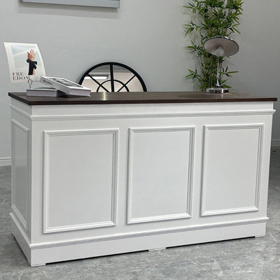 Retro Rectangular Manufactured Wood Reception Desk
