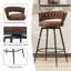Bohdalice PU Leatherette Bar Stool (set of 2), With Braided Backrest And Footrest, Swivel Bar Stool, Seat Height 90.93cm, For The Kitchen, Dining Room And Home Bar-1835968579