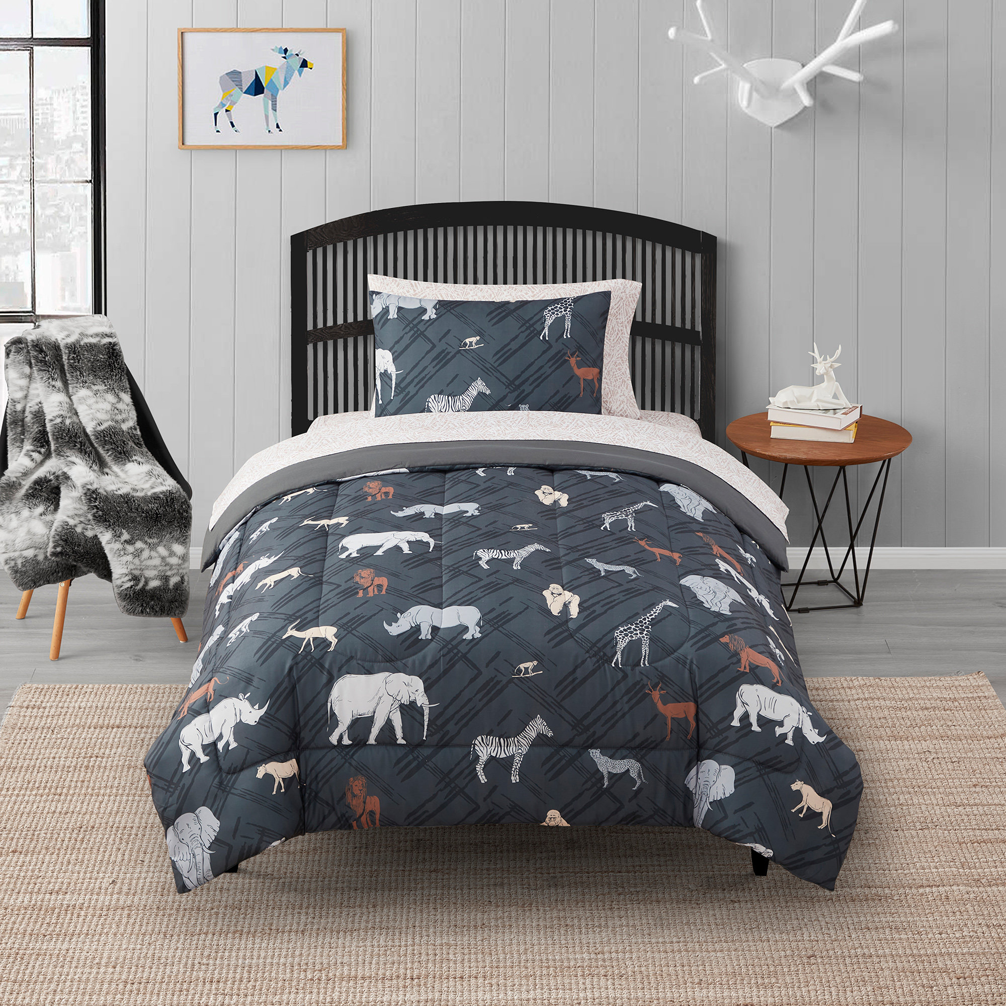 Sweet Home Collection Kids Safari Printed Bed in a Bag Comforter