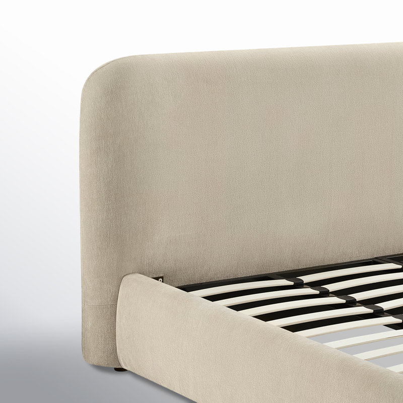 Lit plateforme tapissier Bella, Très grand, Chenille en osier Capri