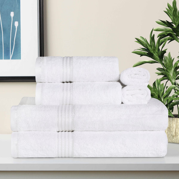 Hotel Style 6-Piece Egyptian Cotton Textured Bath Coordinate Towel Set,  Charcoal Sky 