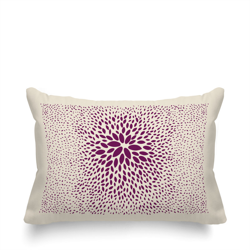 Housse et insert de coussin rectangulaire intérieur / extérieur en polyester filé Bavière, Mauve/crème
