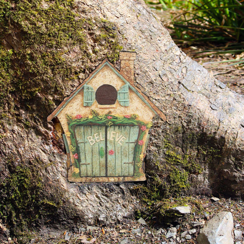 Grote Opening Houten Fairy Deur Craft Kit 8 Inch Hoge Fleur De Lys Fairy Deur Kit Met Fairy Window Shutters
