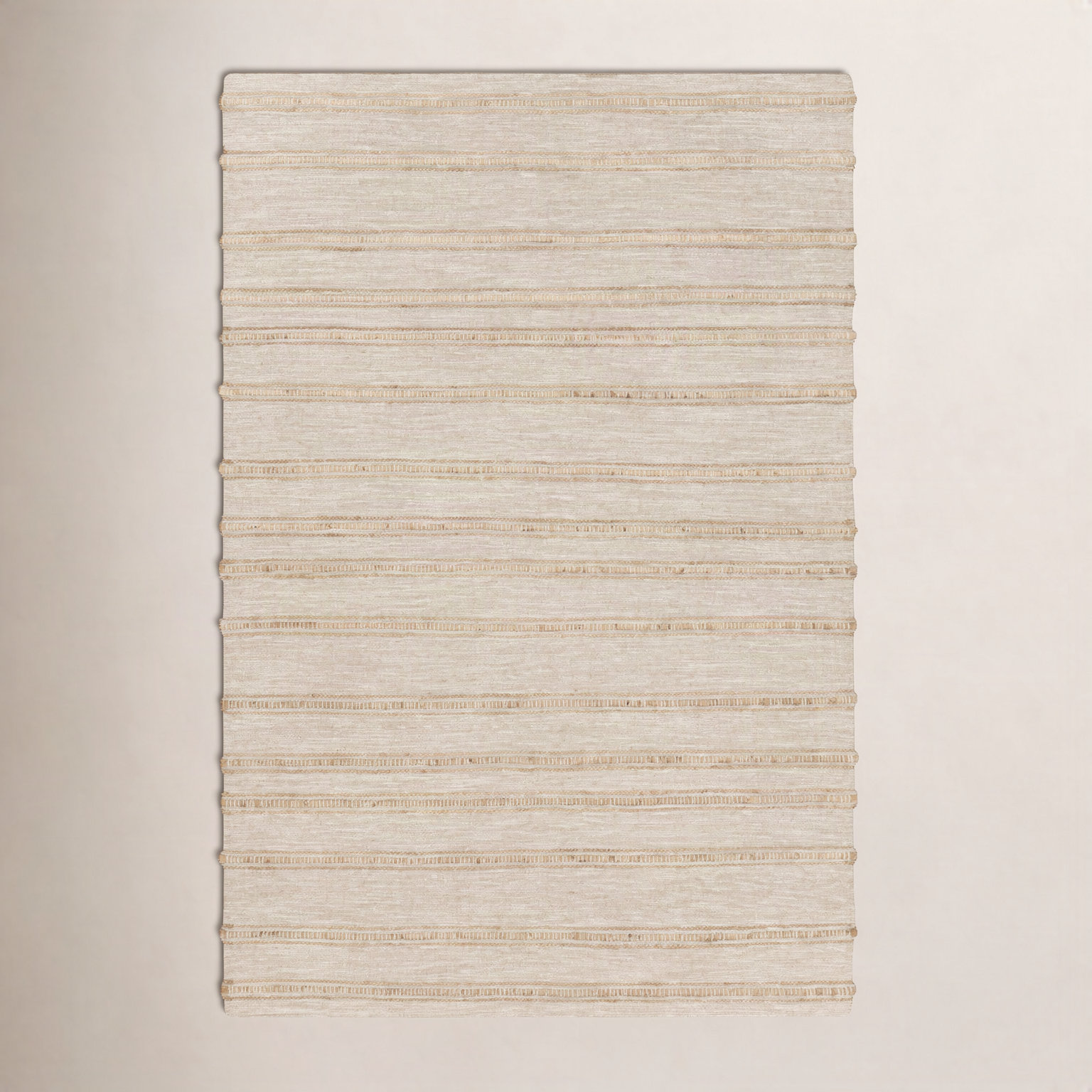 Lila Light Gray Hand-Woven Striped Jute Rug, Rectangle 3'3" x 5'3"