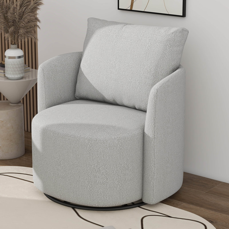 Fauteuil d'appoint pivotant à 360 ° avec accoudoirs ergonomiques et coussin décoratif, Gris