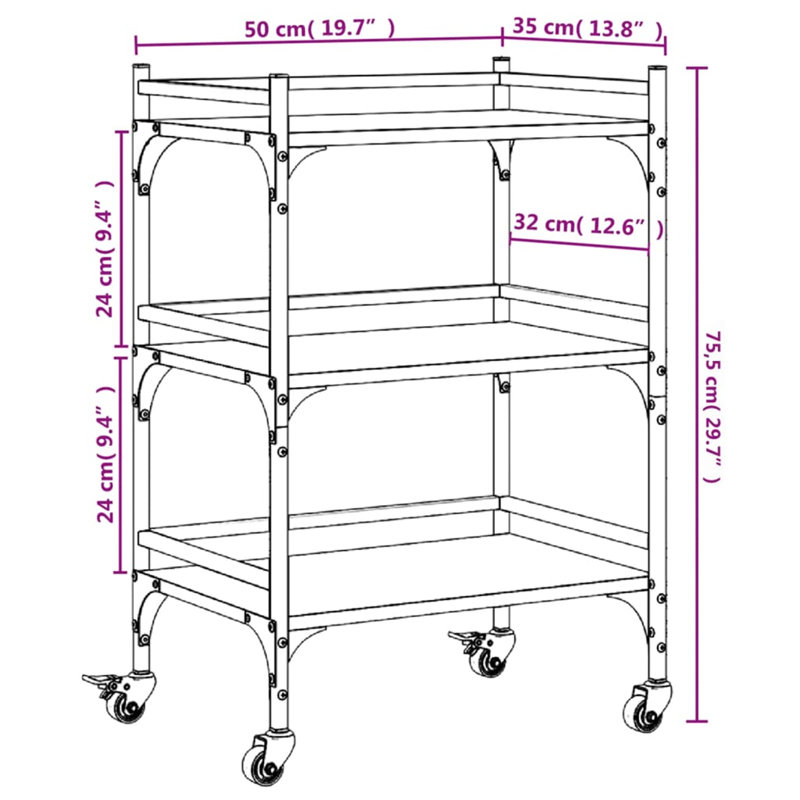 Kitchen Serving Cart, Rustin Brown
