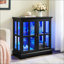 Armoires, vitrine antique avec lumières DEL et amp; Tablettes réglables | Noir | Panneau de fibres à densité moyenne + verre-147964973