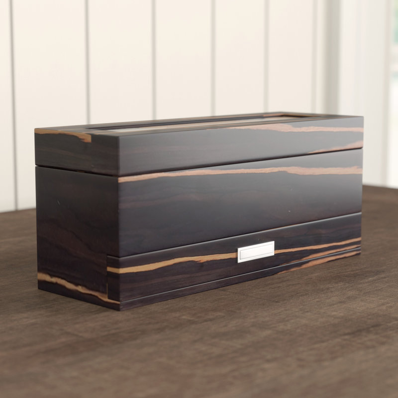 Wood Watch Box + Drawers, Black