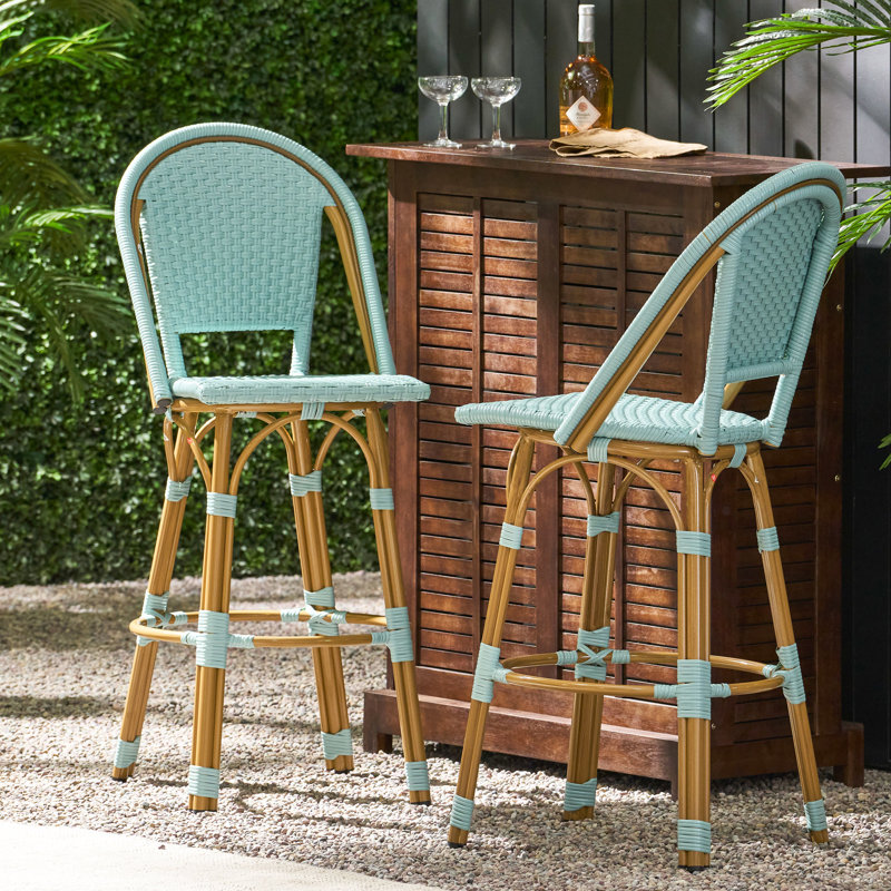 Rideau d'extérieur français 29,5 po, ensemble de 2, sarcelle, rouille, pour espace événementiel, idéal pour un bar