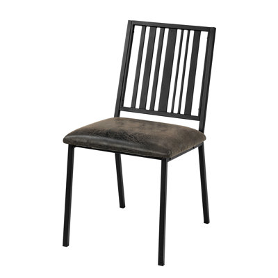 Brown And Black Slat Back Side Chair  2 , Offering A Blend Of Rustic Charm Modern Comfort For Dining 2 Chairs, With Ventilated Design Comfortable Padding