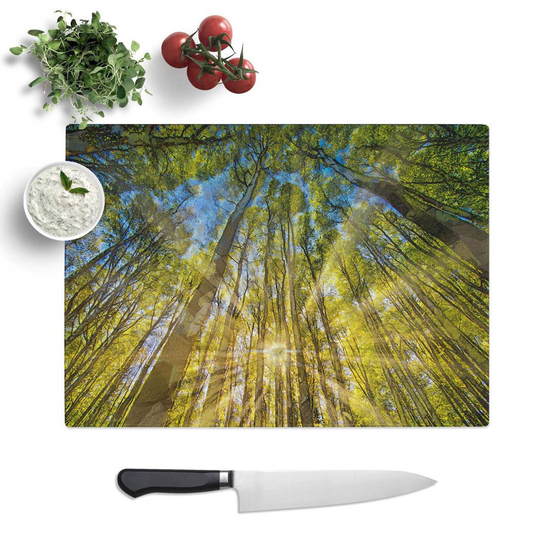 Tempered Glass Sunrays Through the Forest Chopping Board