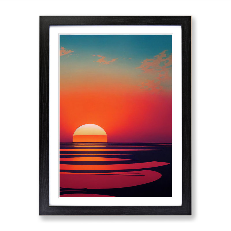 Unforgettable Sunset View - Wall Art, Black Picture Frame, 66cm H x 48cm W, White
