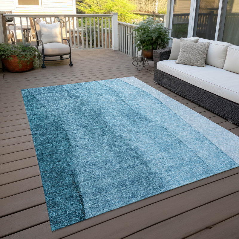 Lavonia Washable Ombre Indoor / Outdoor Rug, Rectangle 9' x 12'