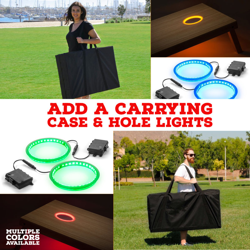 2' X 4' Game Of Throws Team Wolf Cornhole Board Set With Case And Lights
