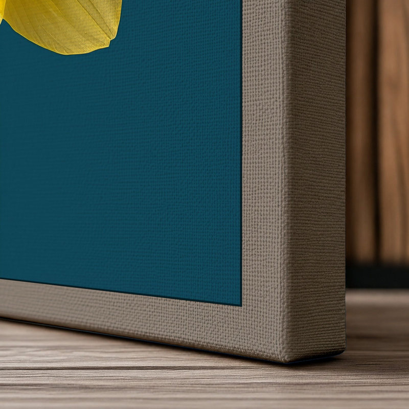 Golden Daffodil Botanical 1 Piece Wrapped Canvas Wall Art, 18x12 - 45.7 x 30.5 cm, Taupe Border