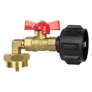Solid Brass 90 Elbow Propane Refill Adapter Conversion Kit with Valve for Fill 1 lb. Bottles from 20 lb. Tank