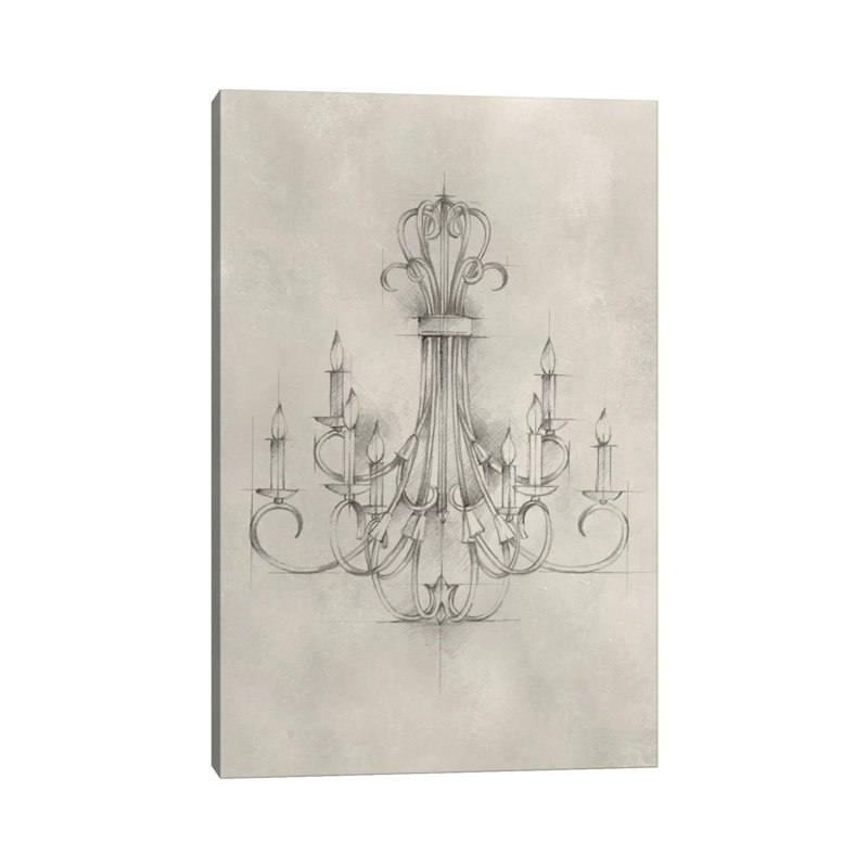 Chandelier Schematic IV by Ethan Harper - Wrapped Canvas Print, 20.32 cm H x 30.48 cm W
