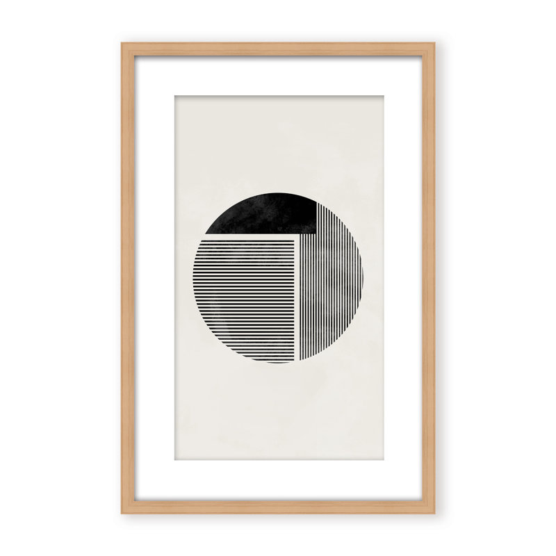 Abstract Minimalist Round by  - Picture Frame Painting on Paper, Framed Canvas, 24" H x 16" W x 2.375" D, White