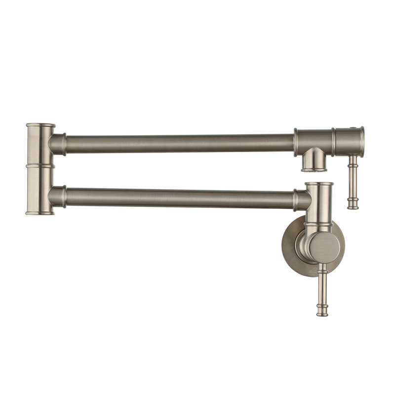 Cedar CASAINC Traditional Wall Mount Swing Arm Folding Pot Filler Kitchen Faucet, Brushed Nickel