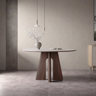Round white sintered stone dining table