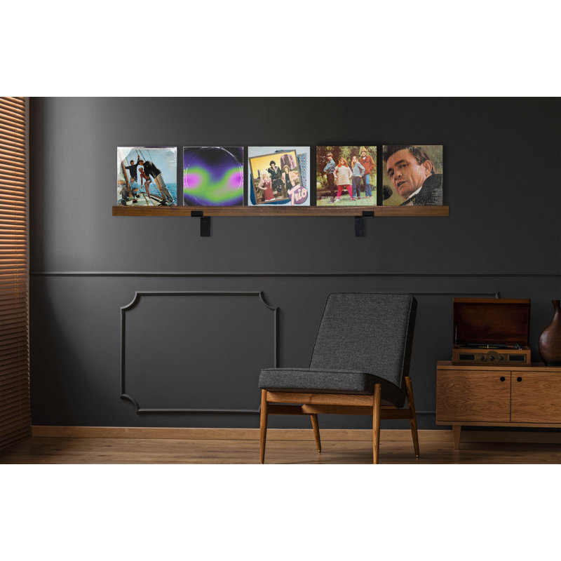 Rayne Record Display Shelves, Honey, 43x3x2