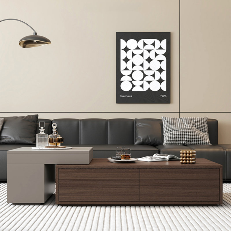 Table basse de style luxueux, Bois brun foncé / kaki, H 11,8 po x L 51,2 po x l 27,6 po