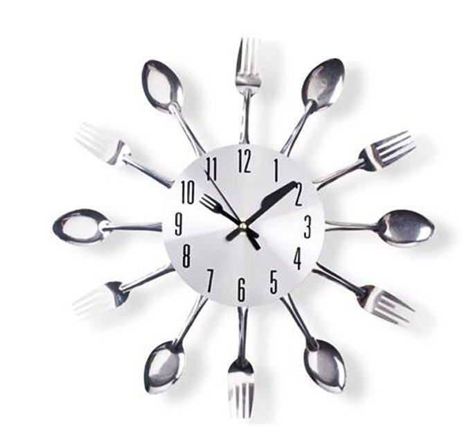 Mack Silver Cutlery Wall Clock for Kitchen - 32cm