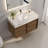 36" Single Floating Bathroom Vanity with Sink, Wall Mounted Vainty with Four Drawers, White Sintered Stone Top, Brown