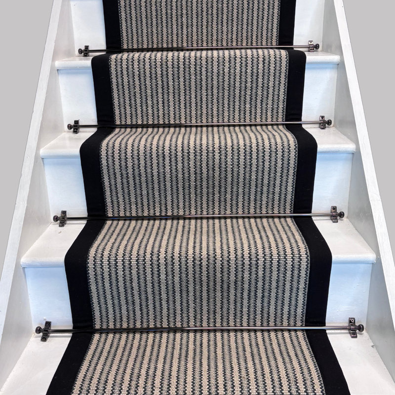 Stair Runner Striped Wool Looped / Hooked Area Rug, Stair Runner 50 cm x 600 cm