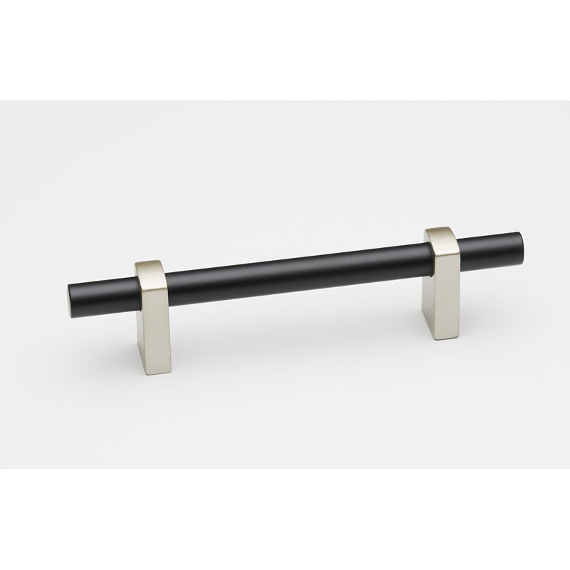 Vita Bella Smooth 3" Center to Center Bar Pull, Matte Nickel/Matte Black, 4"