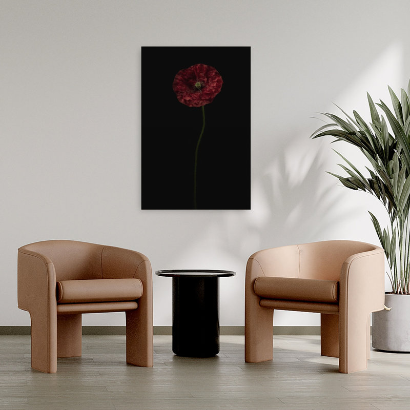 Art contemporain fleur de coquelicot minimaliste, H 36 po x l 24 po