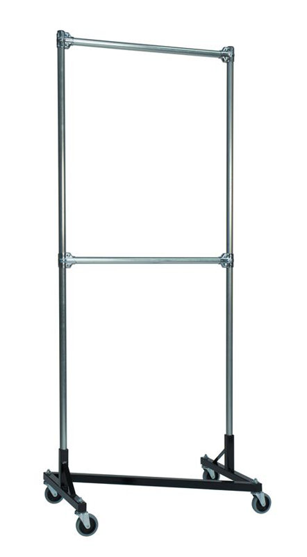 Porte-vêtements double rail à double rail l 36 po, Noir, H 67 po