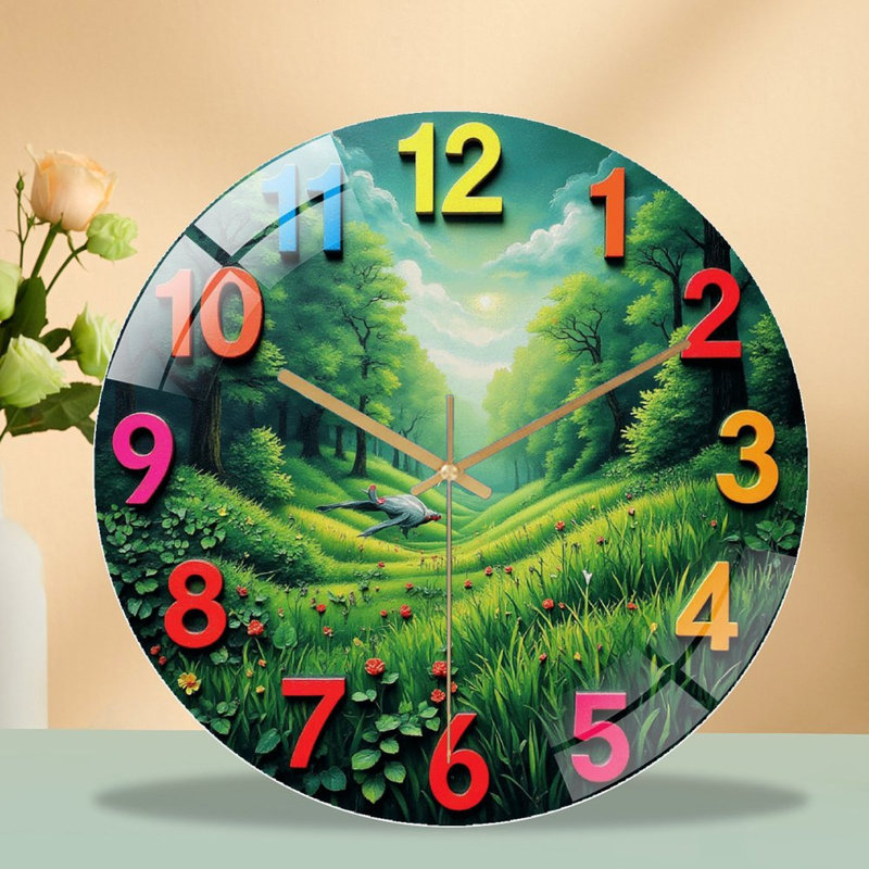 Horloge murale colorée ronde pour la maison et le bureau - horloge murale moderne en verre 12 po