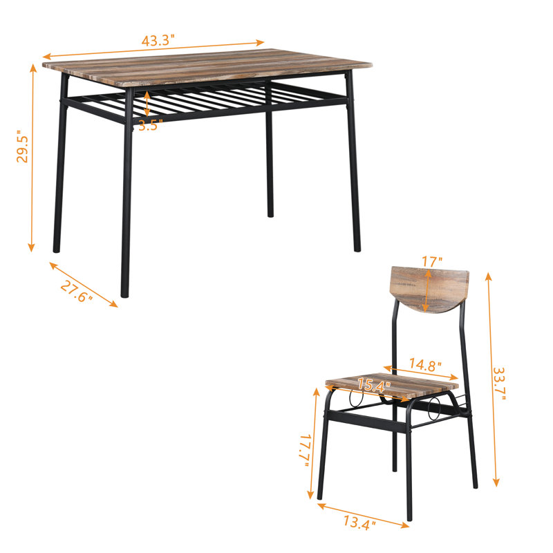 Capp 4 - Person Four Leg Dining Set, Brown Oak, Black