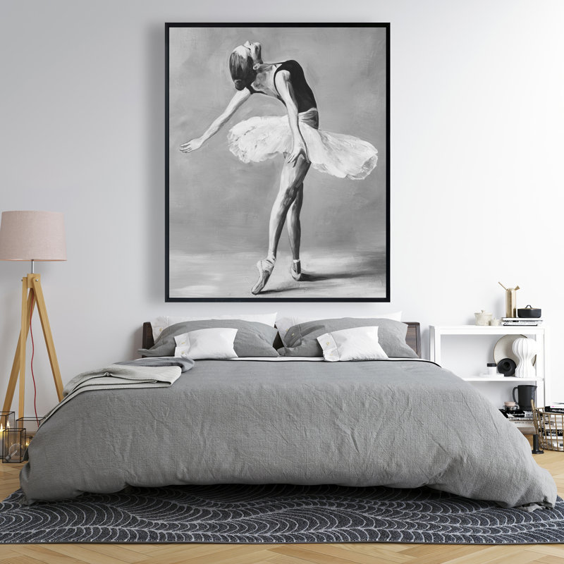 Classic ballet dancer - Monochrome black framed canvas decor