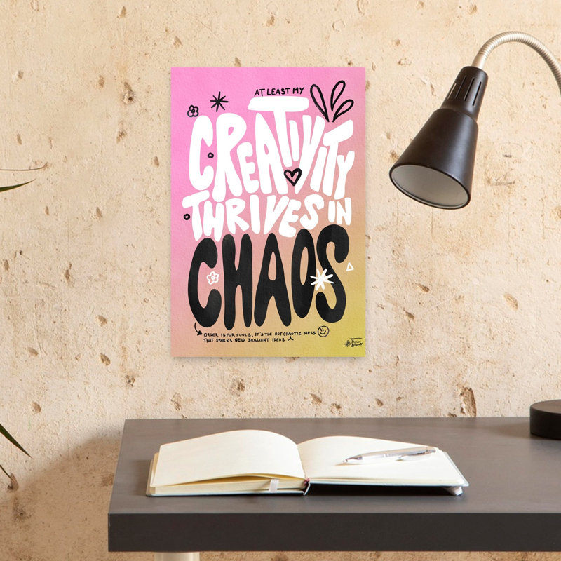Creative Chaos Quote Abstract Contemporary Wall Art Print by Baroo Bloom - Wrapped Canvas Print, 45.72cm H x 30.48cm W