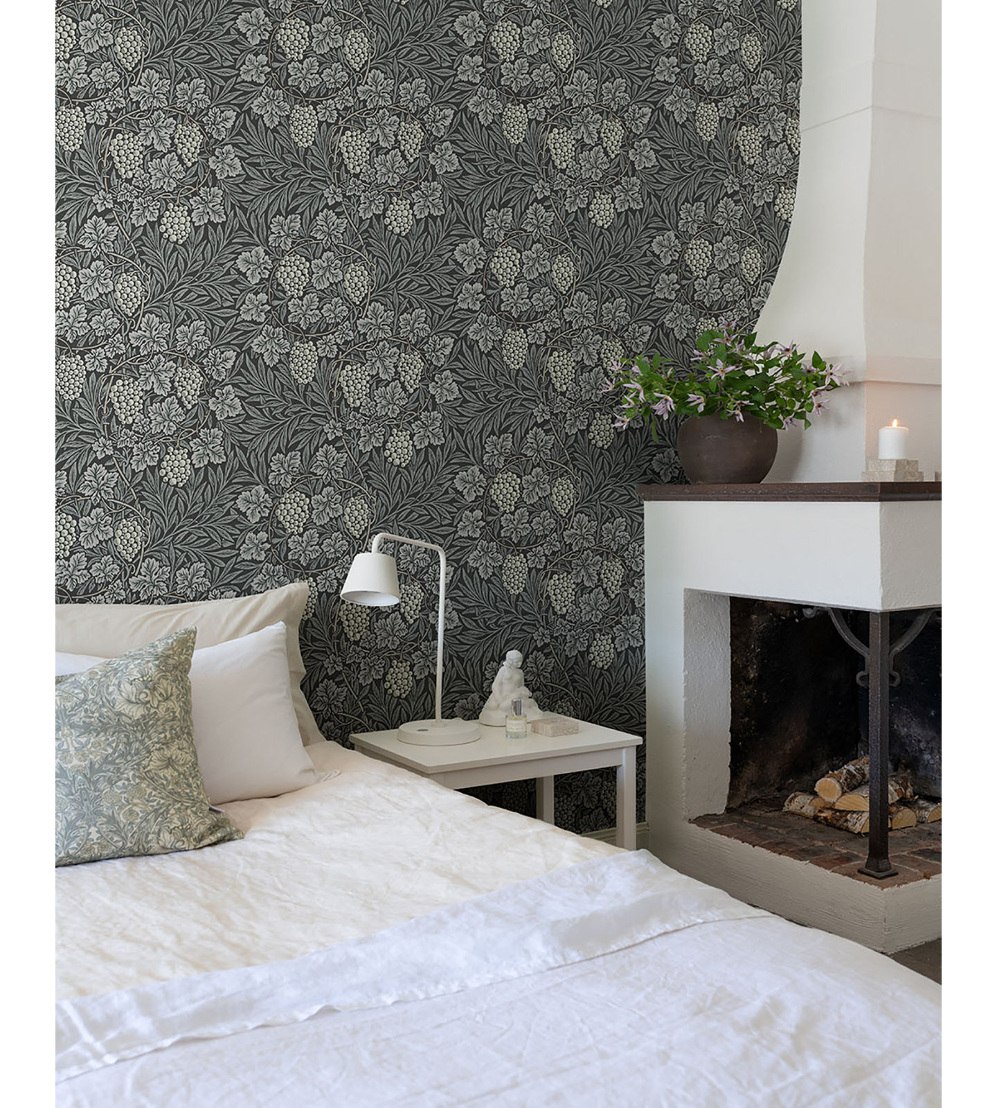 Vine Floral Wallpaper, Denim