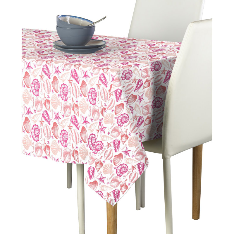 Cylena Geometric Tablecloth, 120" L x 60" W, Coral