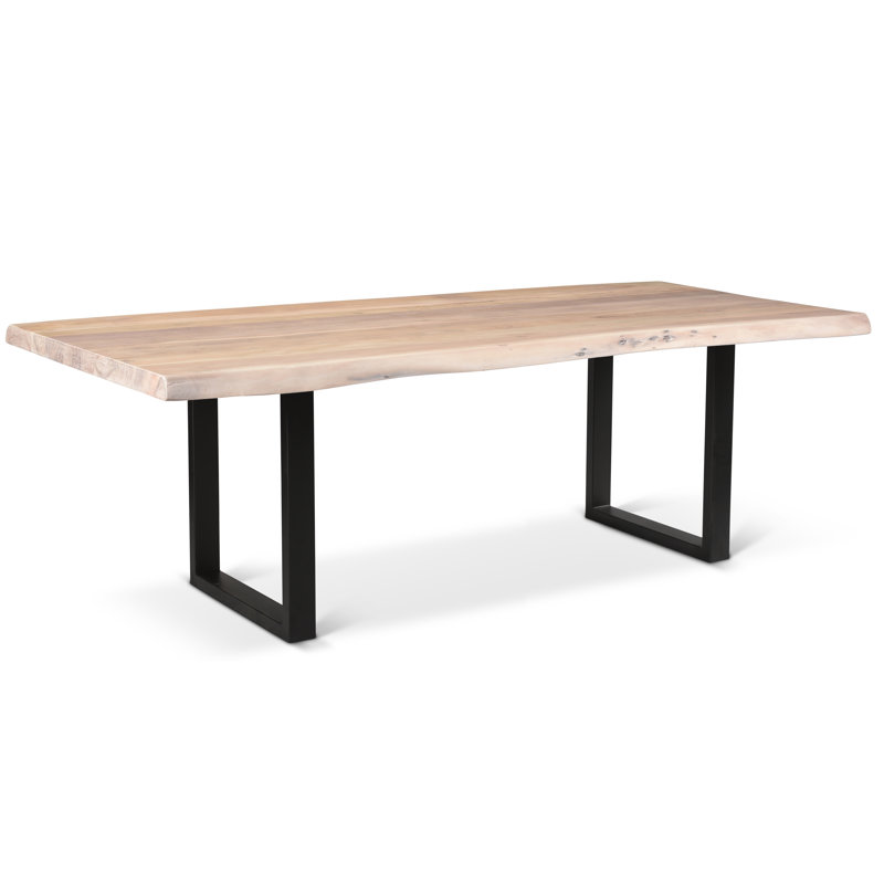 Table de salle à manger, Noir, Blanc délavé, L 116 po x l 40 po