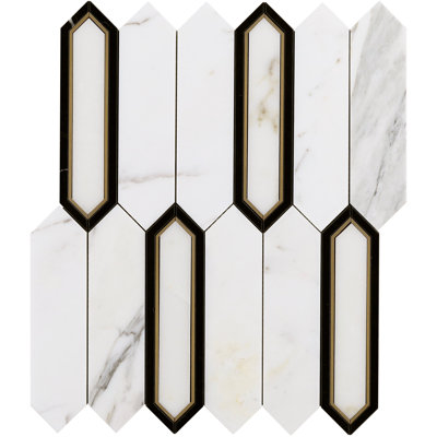 Carrelage mosaïque en marbre et laiton L 11,65 po x L 13,62 po Zip (1,1 pieds carrés / feuille)